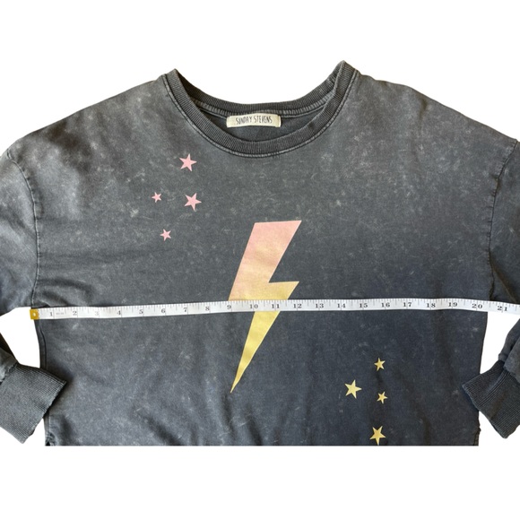 Sunday Stevens Gray Stars & Lightning Bolt Crewneck Sweatshirt - Small - Picture 8 of 12